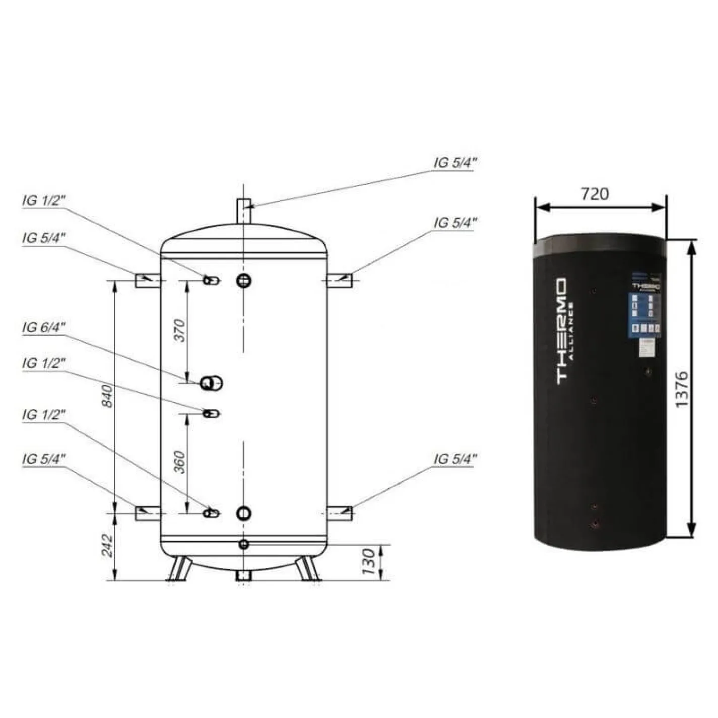 Теплоакумулятор Thermo Alliance TA-ТАМ-00 350 з ізоляцією 60 мм - Фото 2